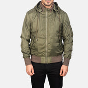Hanklin Ma-1 Green Hooded Bomber Jacket - image 4