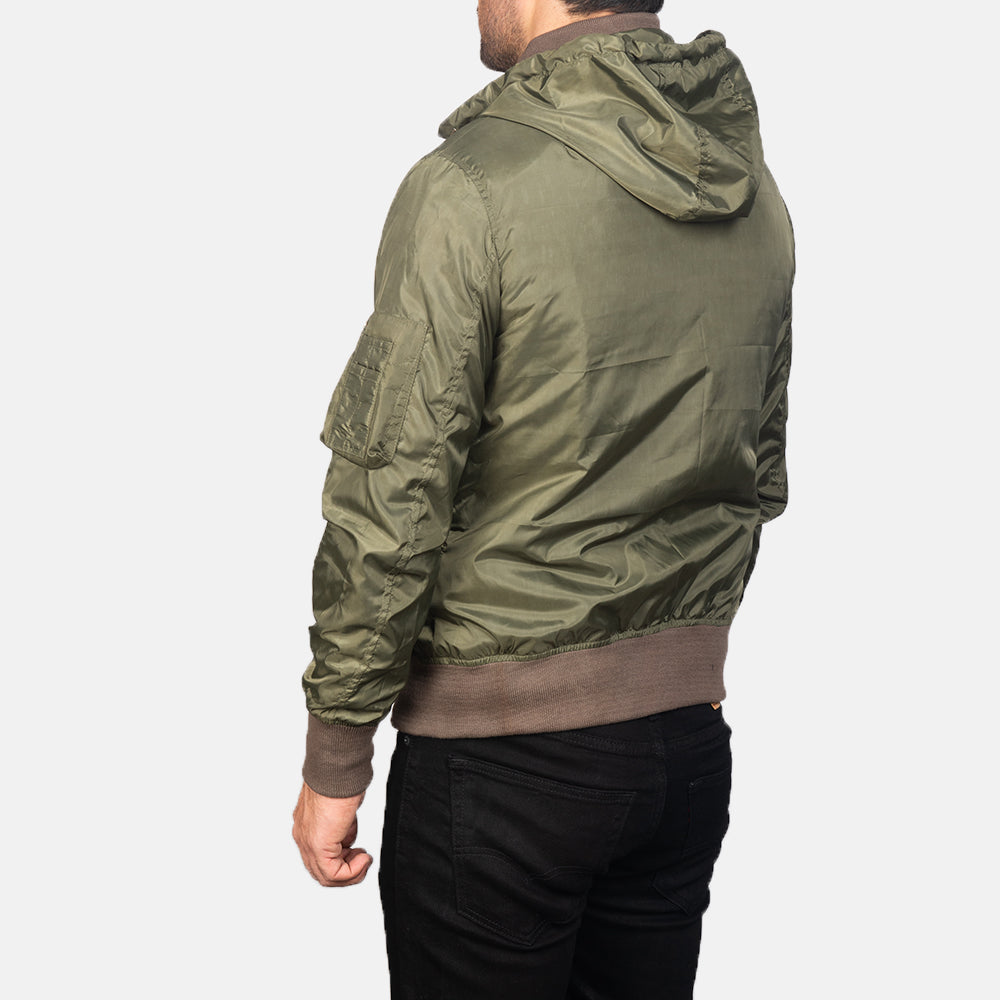 Hanklin Ma-1 Green Hooded Bomber Jacket - image 5