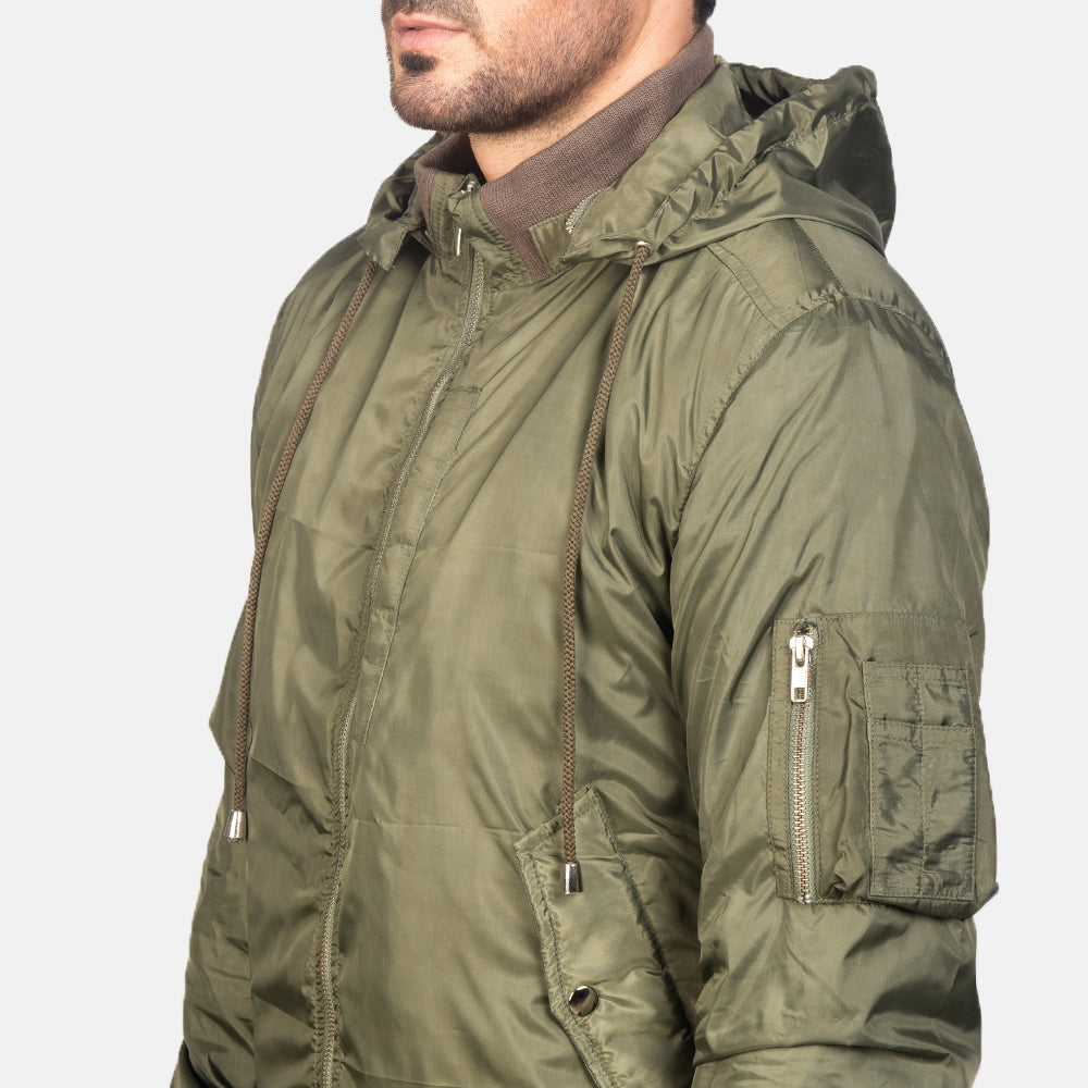 Hanklin Ma-1 Green Hooded Bomber Jacket - image 6