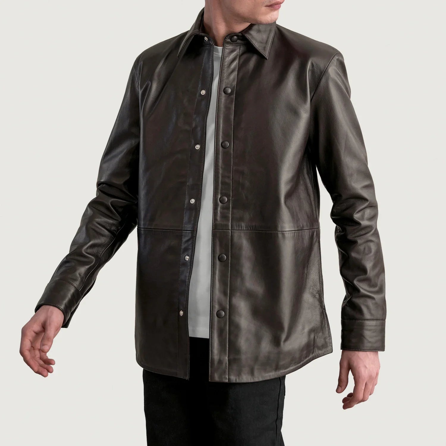 Haven Brown Leather Shirt - image 1