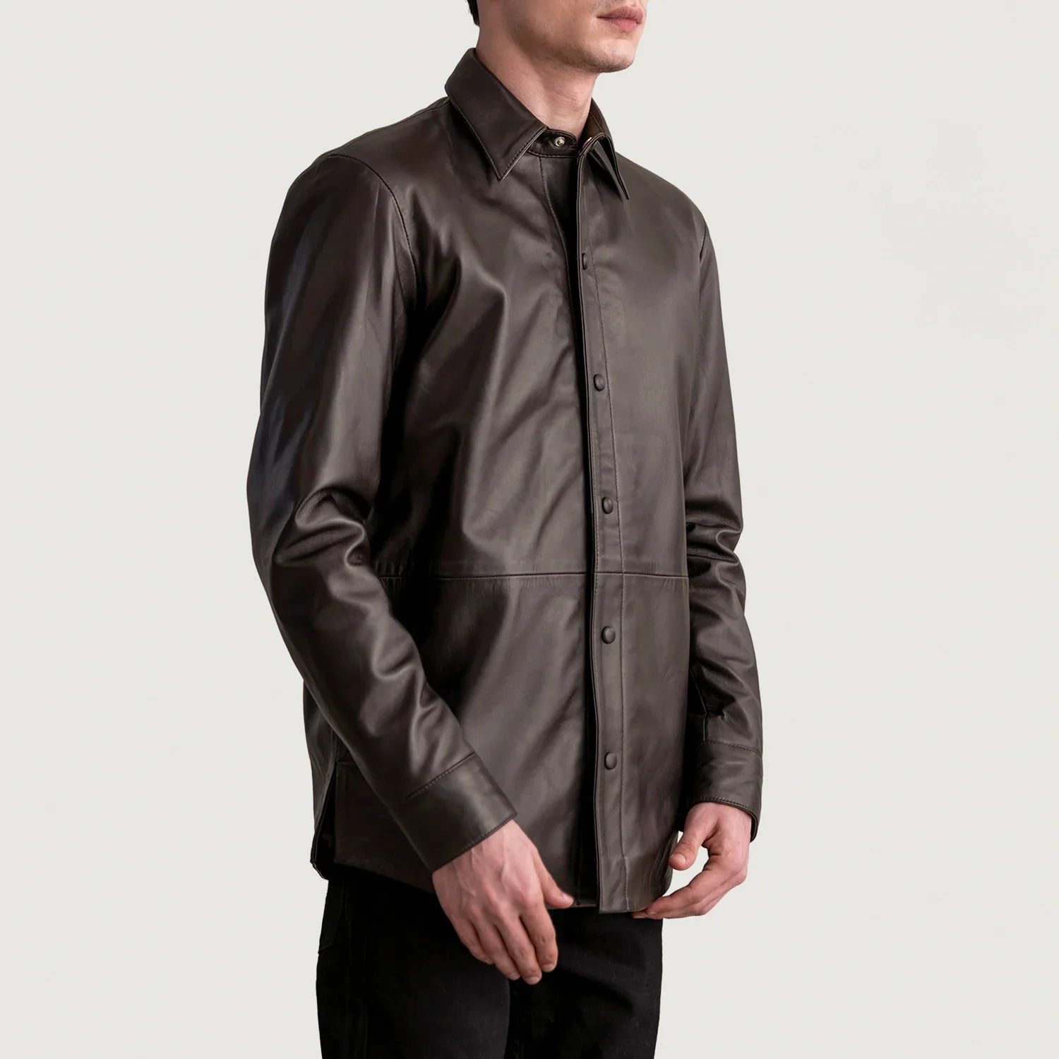 Haven Brown Leather Shirt - image 2