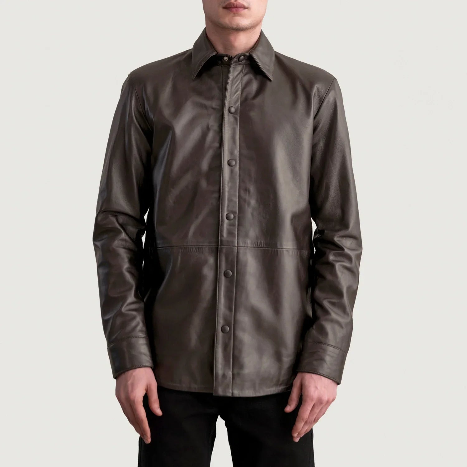 Haven Brown Leather Shirt - image 3