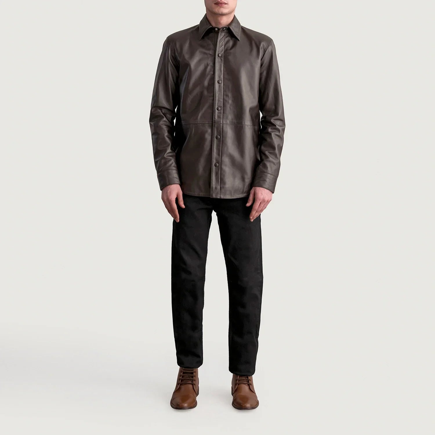 Haven Brown Leather Shirt - image 4