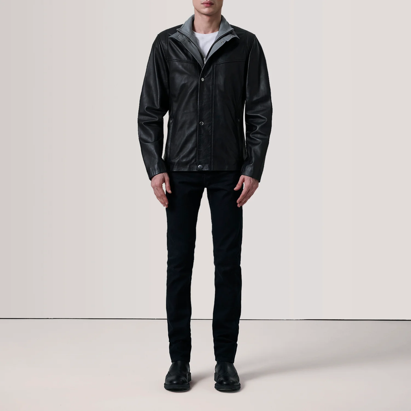 Henrik Black Leather Cafe Racer - image 1