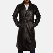 Hooligan Black Leather Trench Coat - image 2