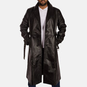 Hooligan Black Leather Trench Coat - image 3