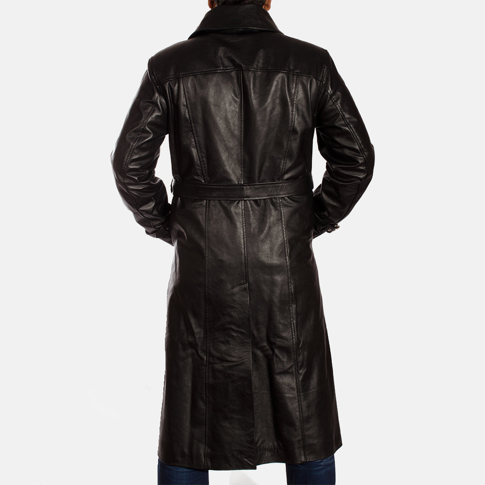 Hooligan Black Leather Trench Coat - image 5