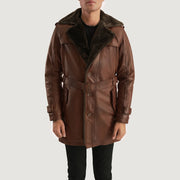 Hunter Distressed Brown Fur Leather Coat - image 1