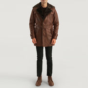 Hunter Distressed Brown Fur Leather Coat - image 4