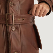 Hunter Distressed Brown Fur Leather Coat - image 6