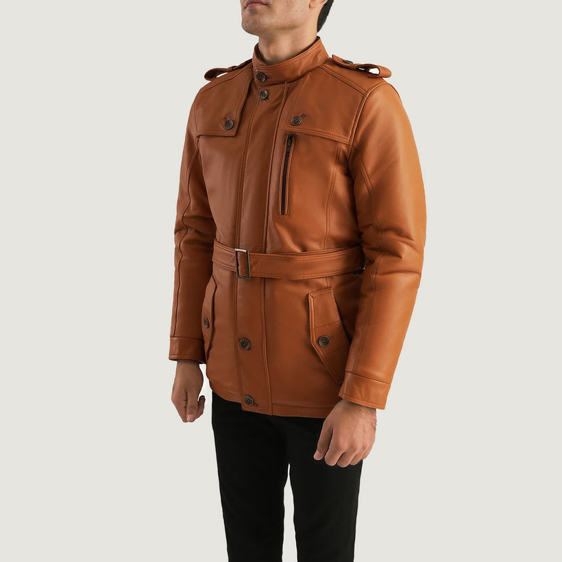 Hunter Tan Brown Fur Leather Jacket – alternate product view 2