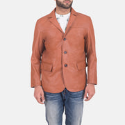 James Tan Brown Leather Blazer - image 1