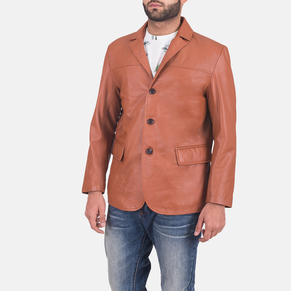 James Tan Brown Leather Blazer - image 2