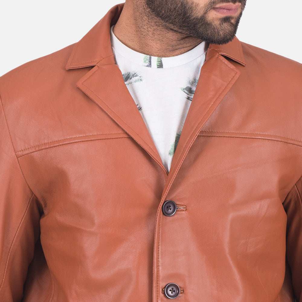 James Tan Brown Leather Blazer - image 4