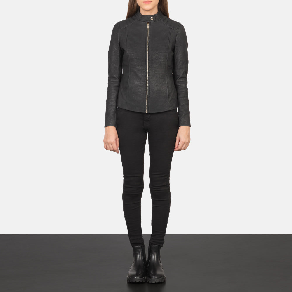Kelsee Leather Biker Jacket – alternate product view 3