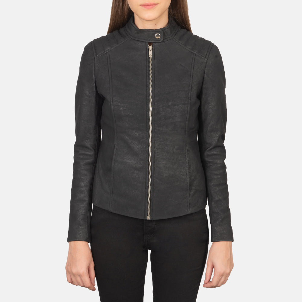 Kelsee Leather Biker Jacket – alternate product view 4
