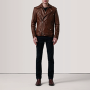 Kole Waxed Brown Leather Double Rider Jacket - image 2