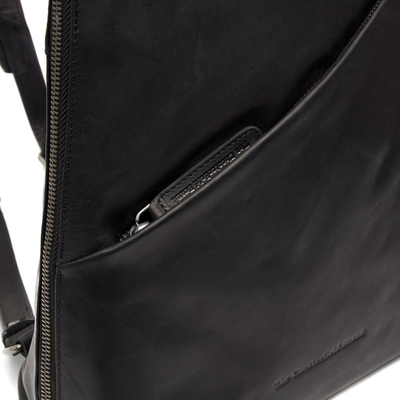 Black Leather Backpack Amanda, front view