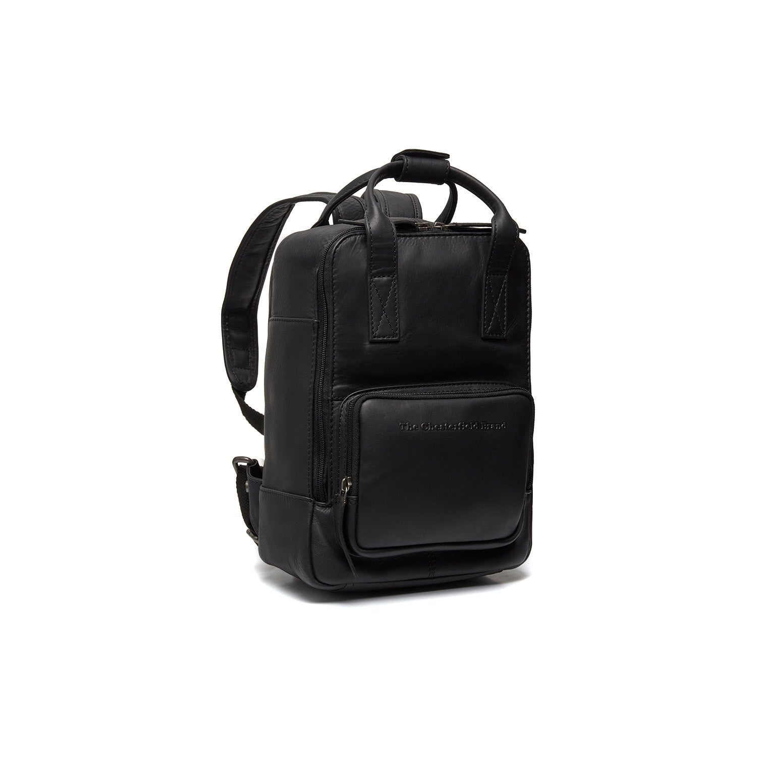 Black Leather Backpack Bellary, front view