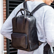 Black Leather Backpack Bellary, product view 2
