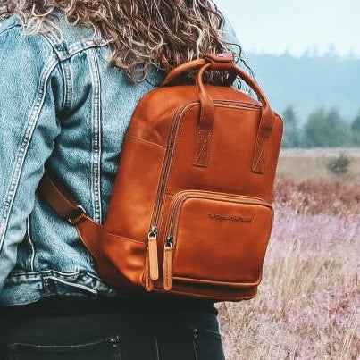 Cognac Leather Backpack Bellary, product view 2