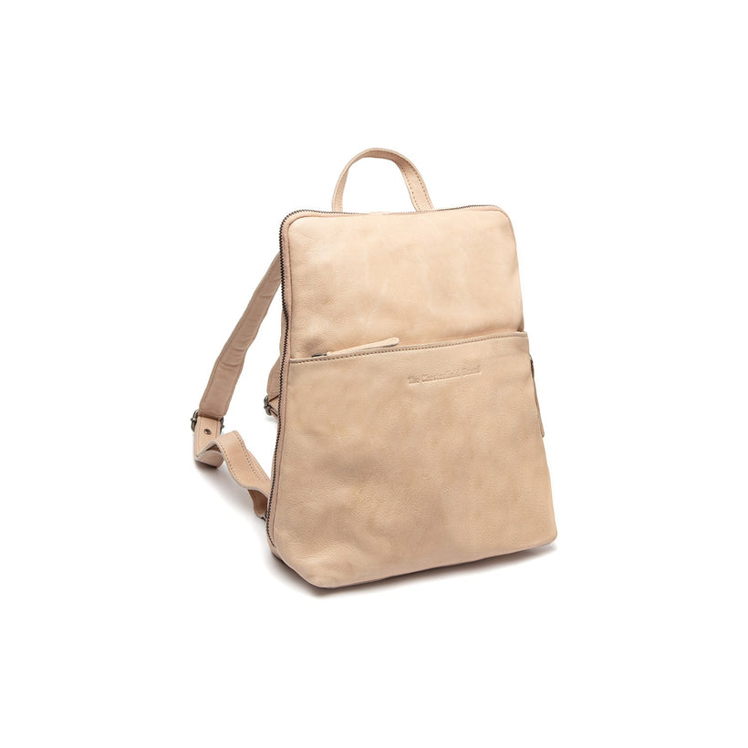 Beige Leather Backpack Bern, front view