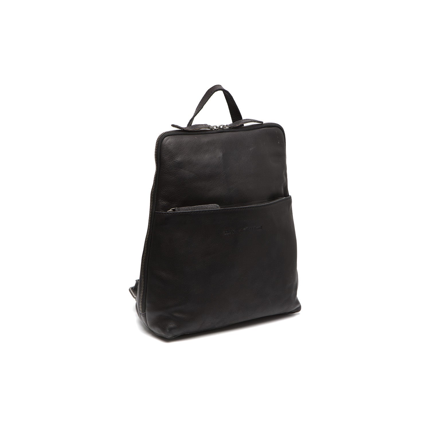 Black Leather Backpack Bern, front view