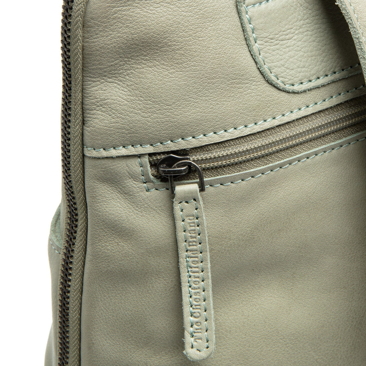 Ocean Green Leather Backpack Bern, detail view 3