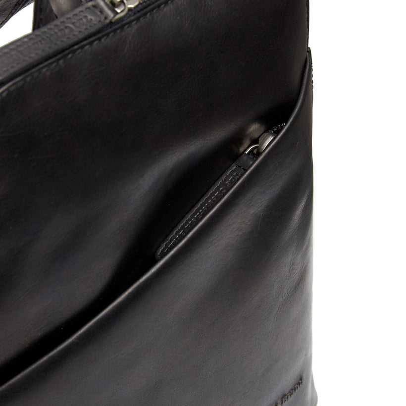 Black Leather Backpack Claire, front view