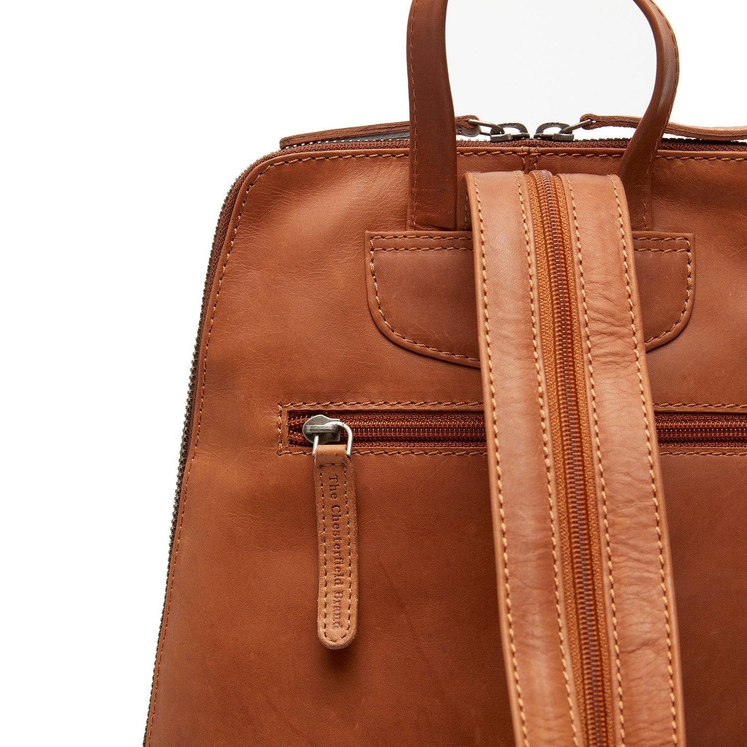 Cognac Leather Backpack Claire, detail view 4