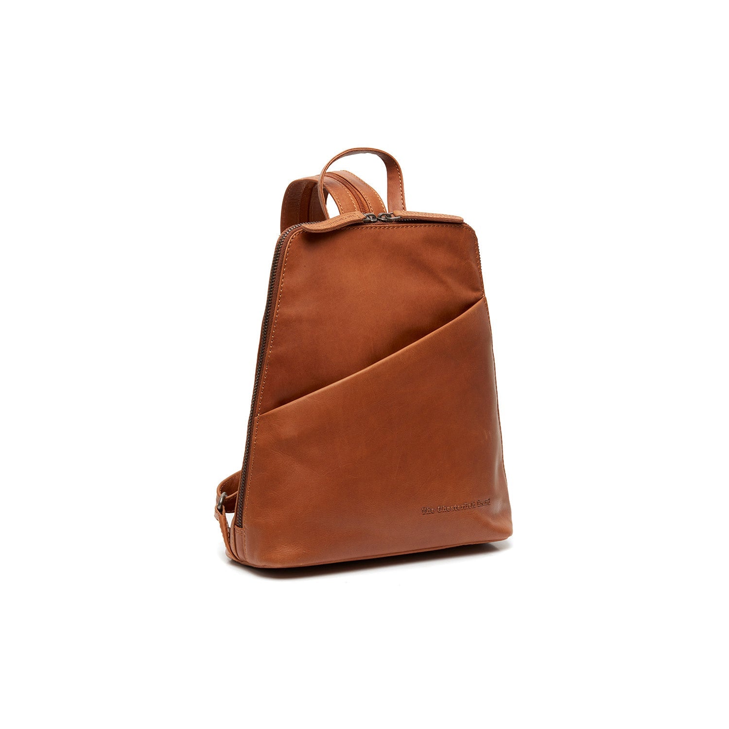 Cognac Leather Backpack Claire, front view