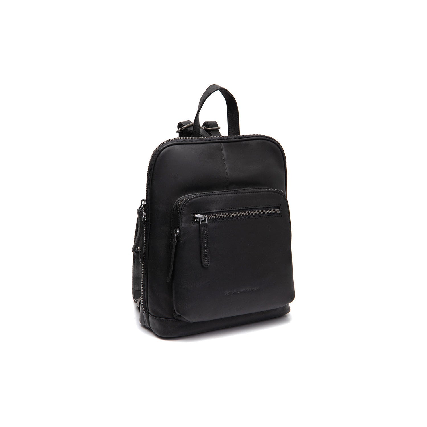 Black Leather Backpack Floran, front view