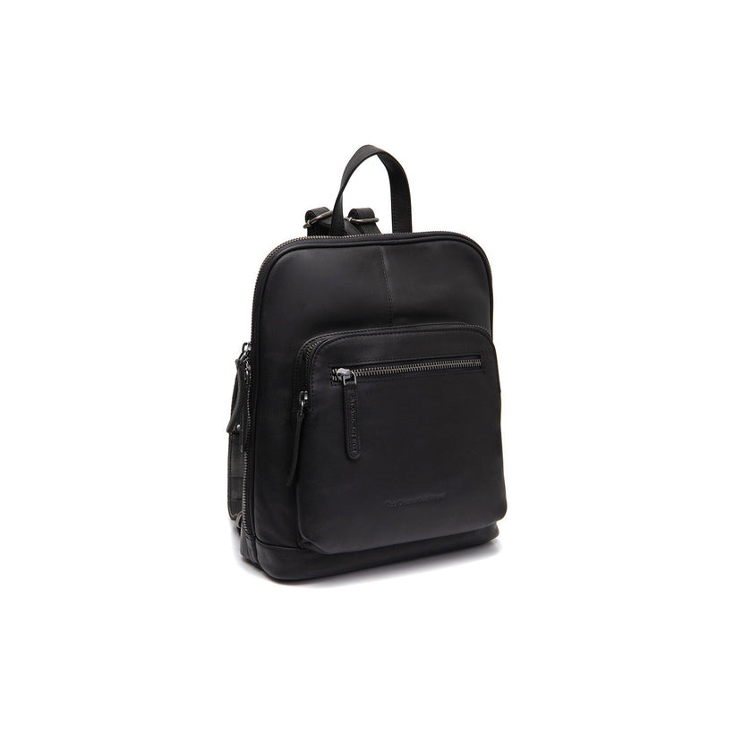 Black Leather Backpack Floran, front view