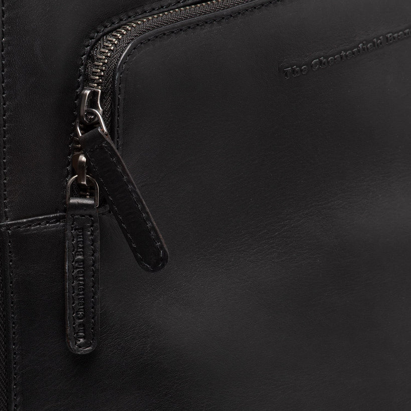 Black Leather Backpack Fornella, front view