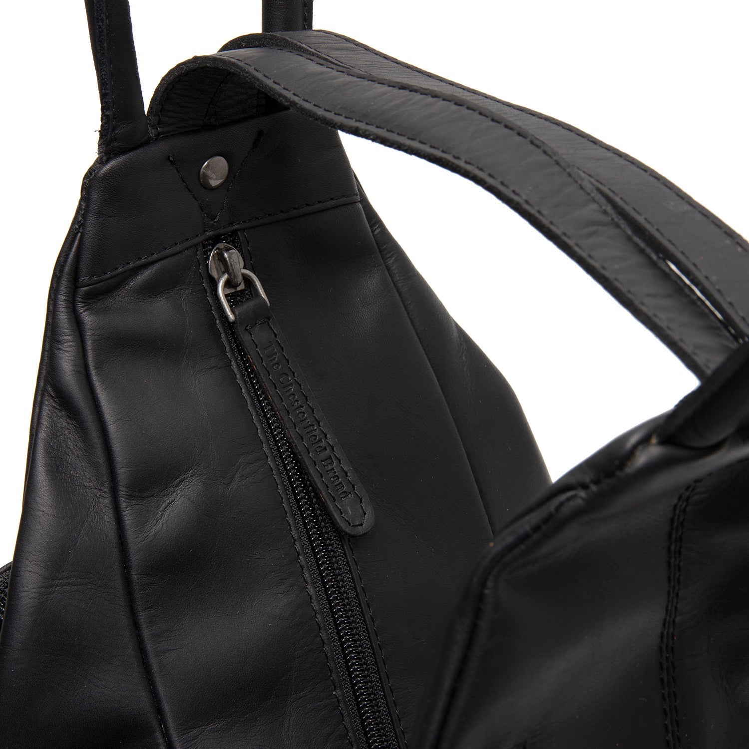 Black Leather Backpack Howard, detail view 3