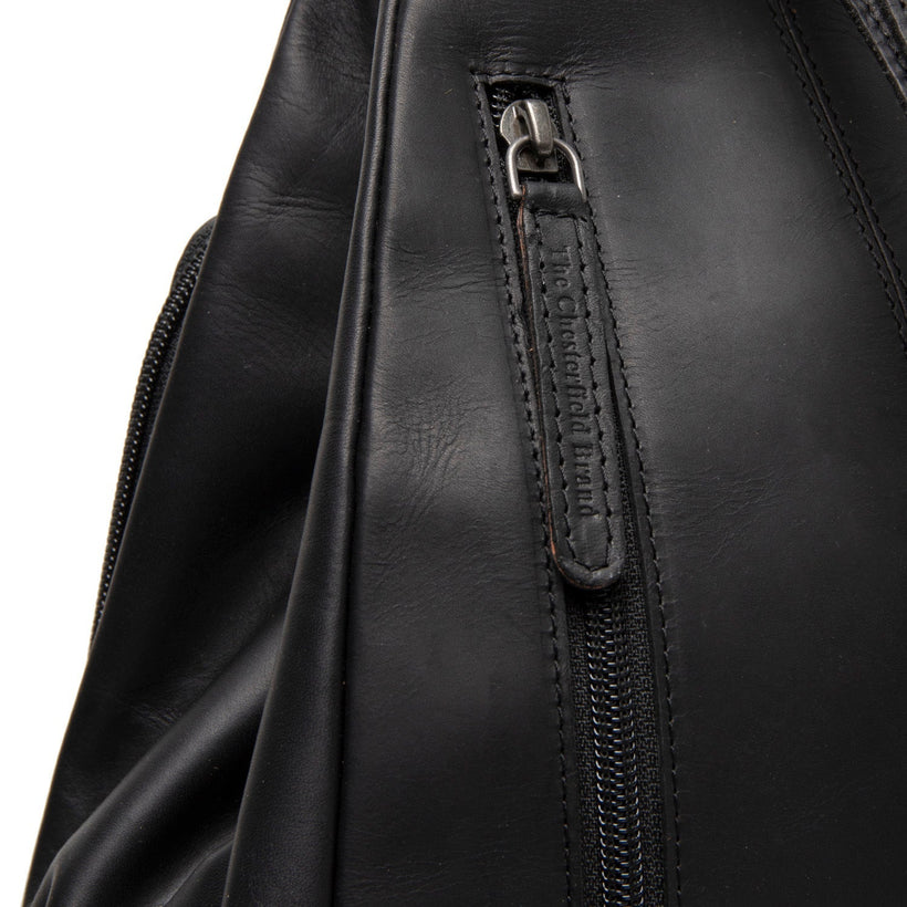 Black Leather Backpack Howard, front view