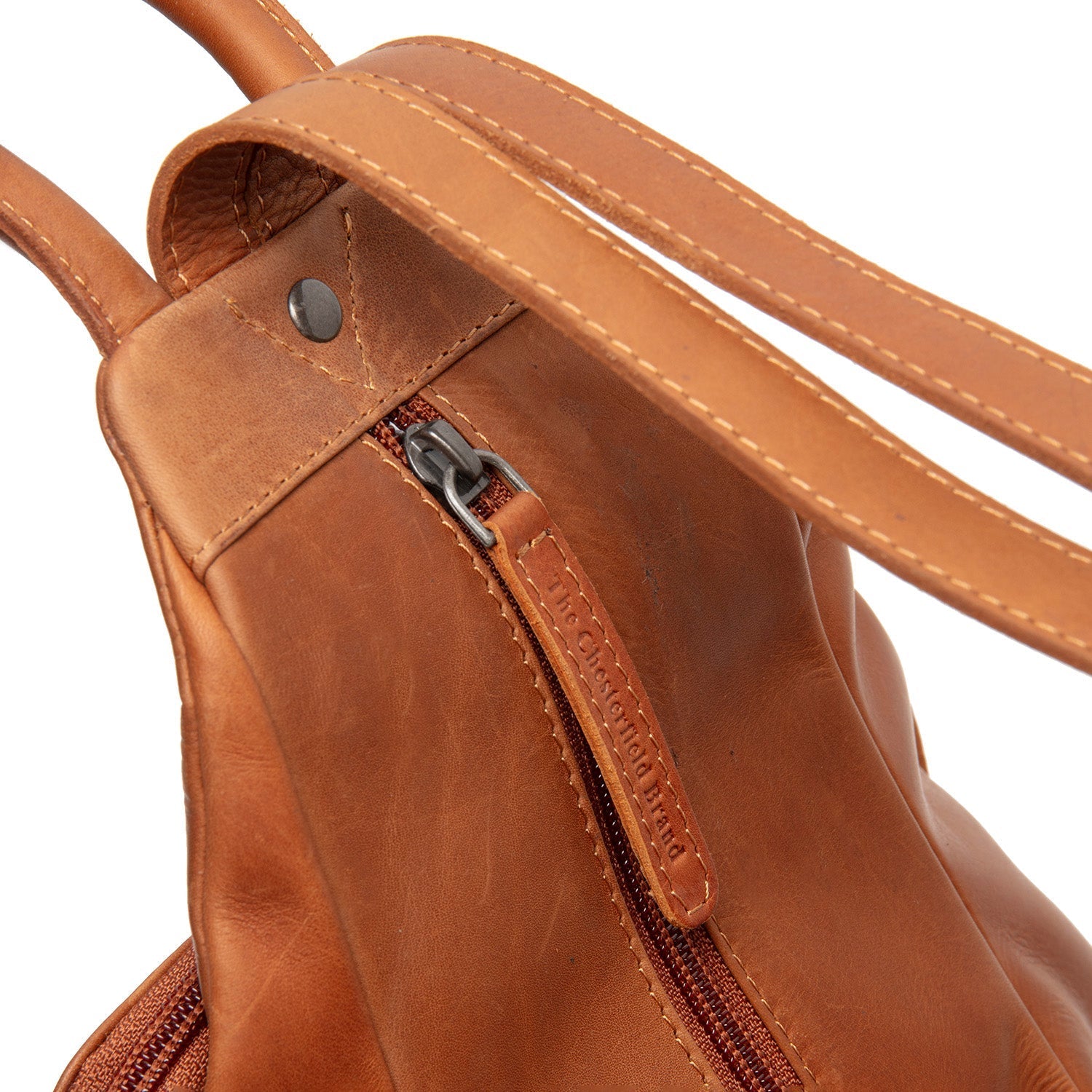 Cognac Leather Backpack Howard, detail view 1