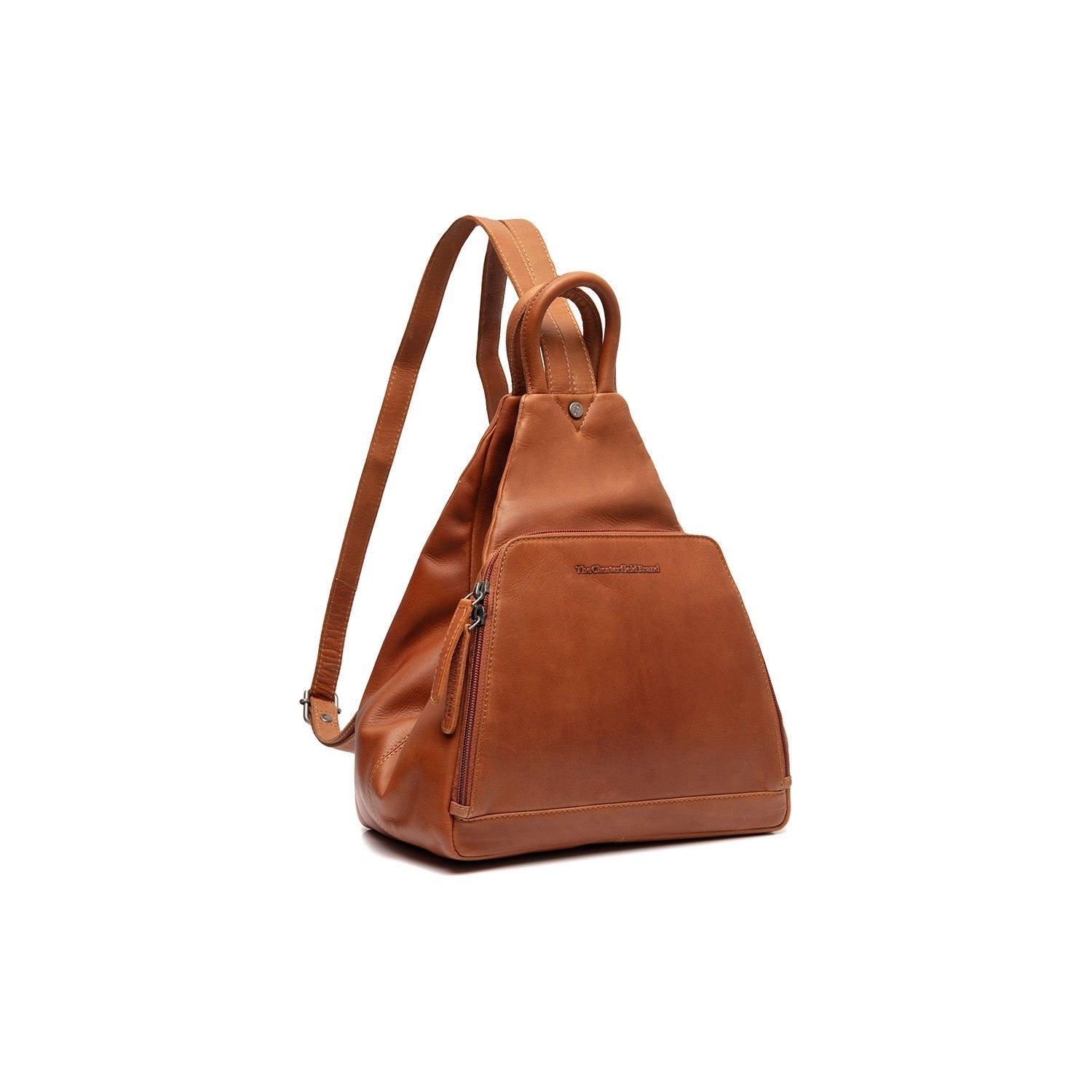 Cognac Leather Backpack Howard, front view