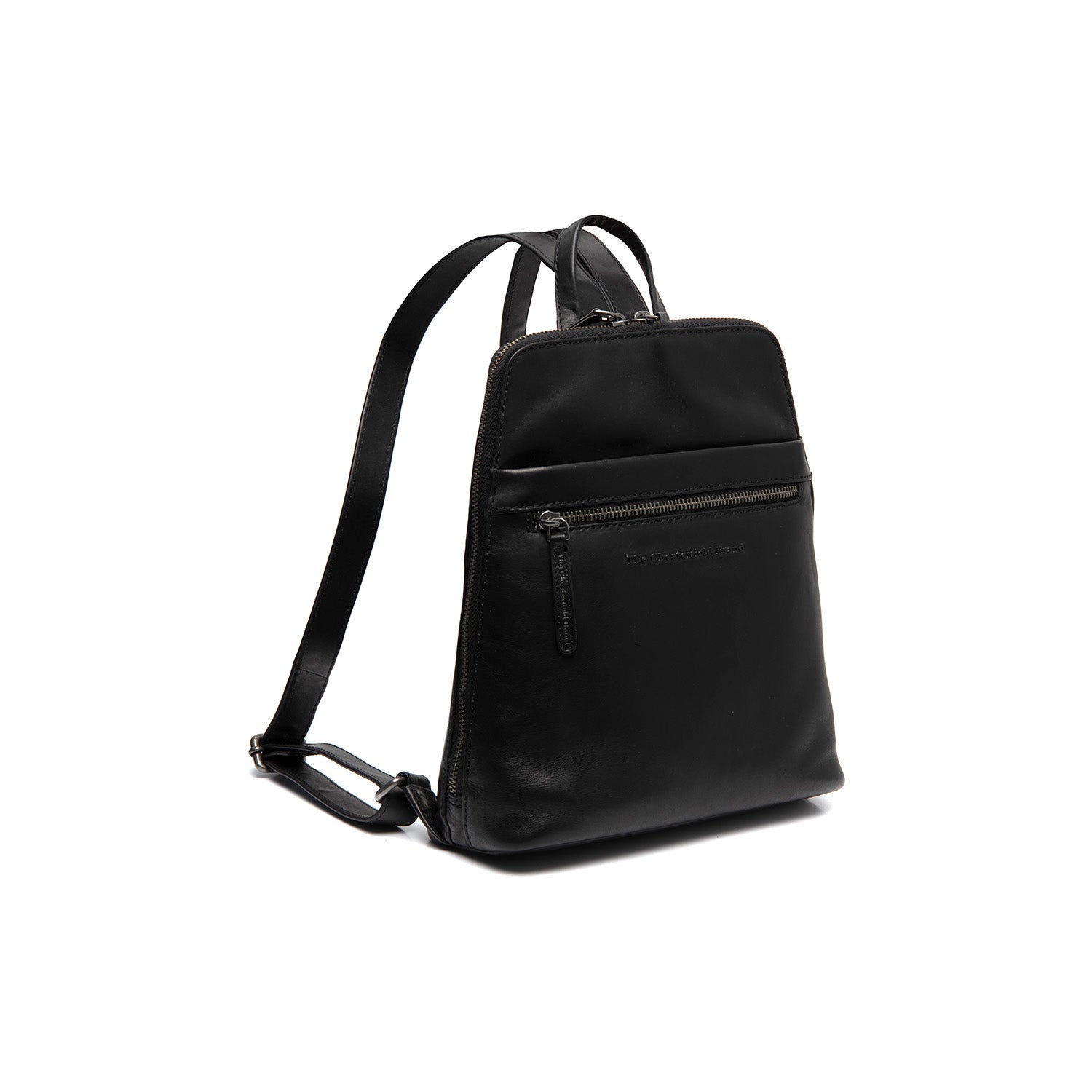 Black Leather Backpack Linford, front view