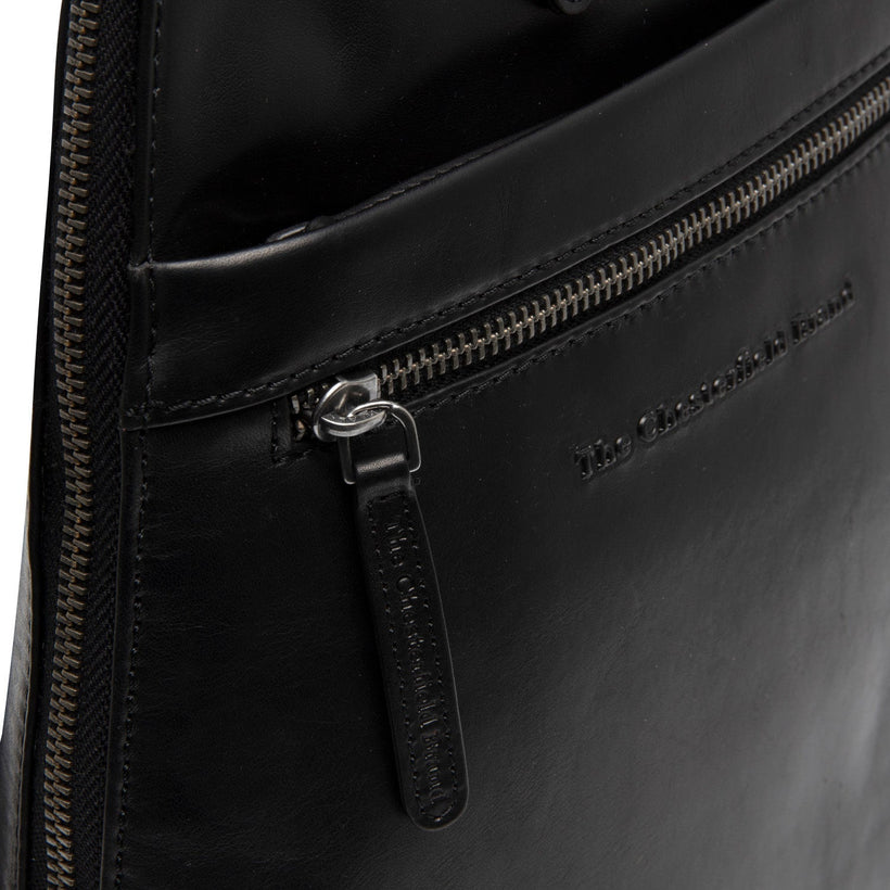 Black Leather Backpack Linford, front view