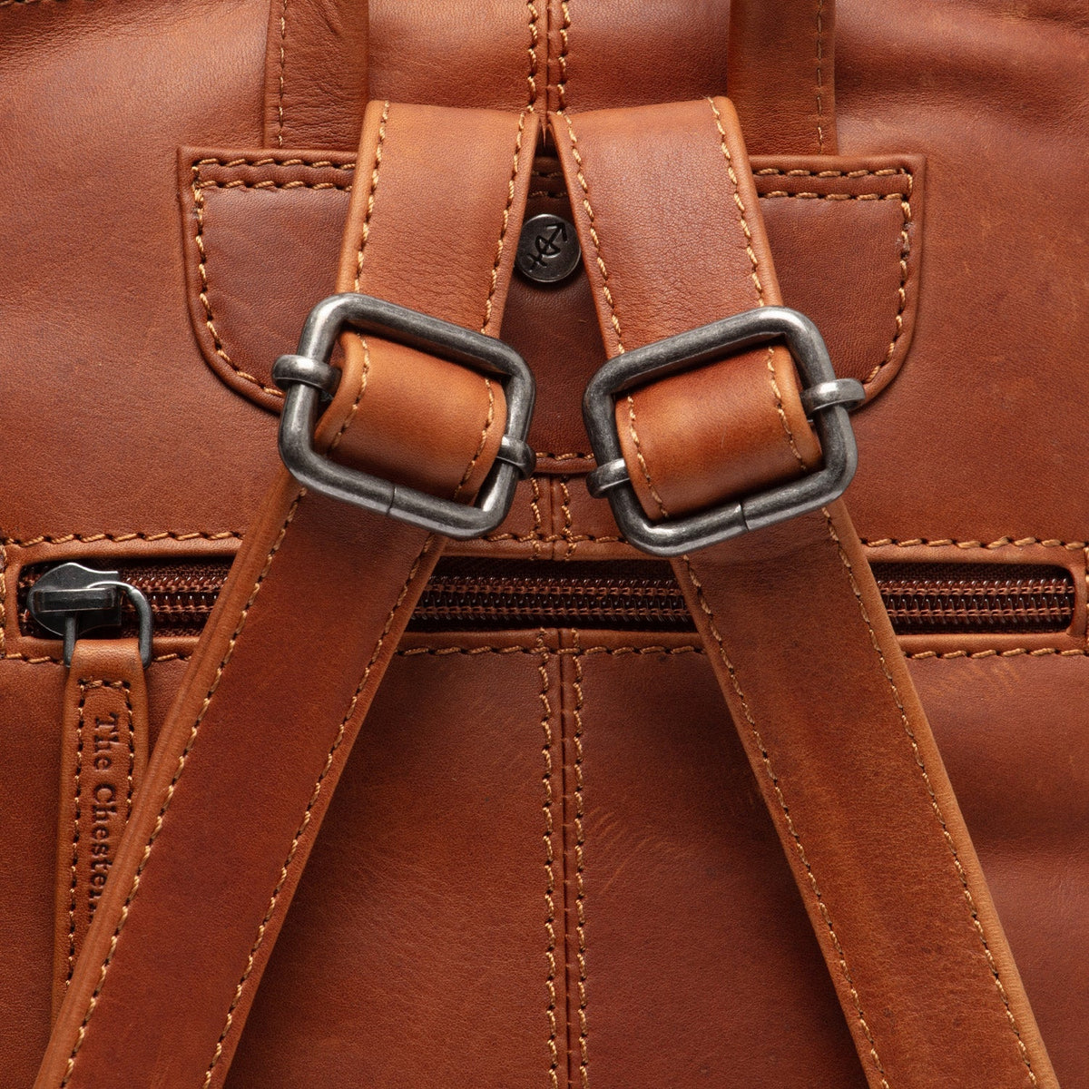 Cognac Leather Backpack Linford, detail view 3
