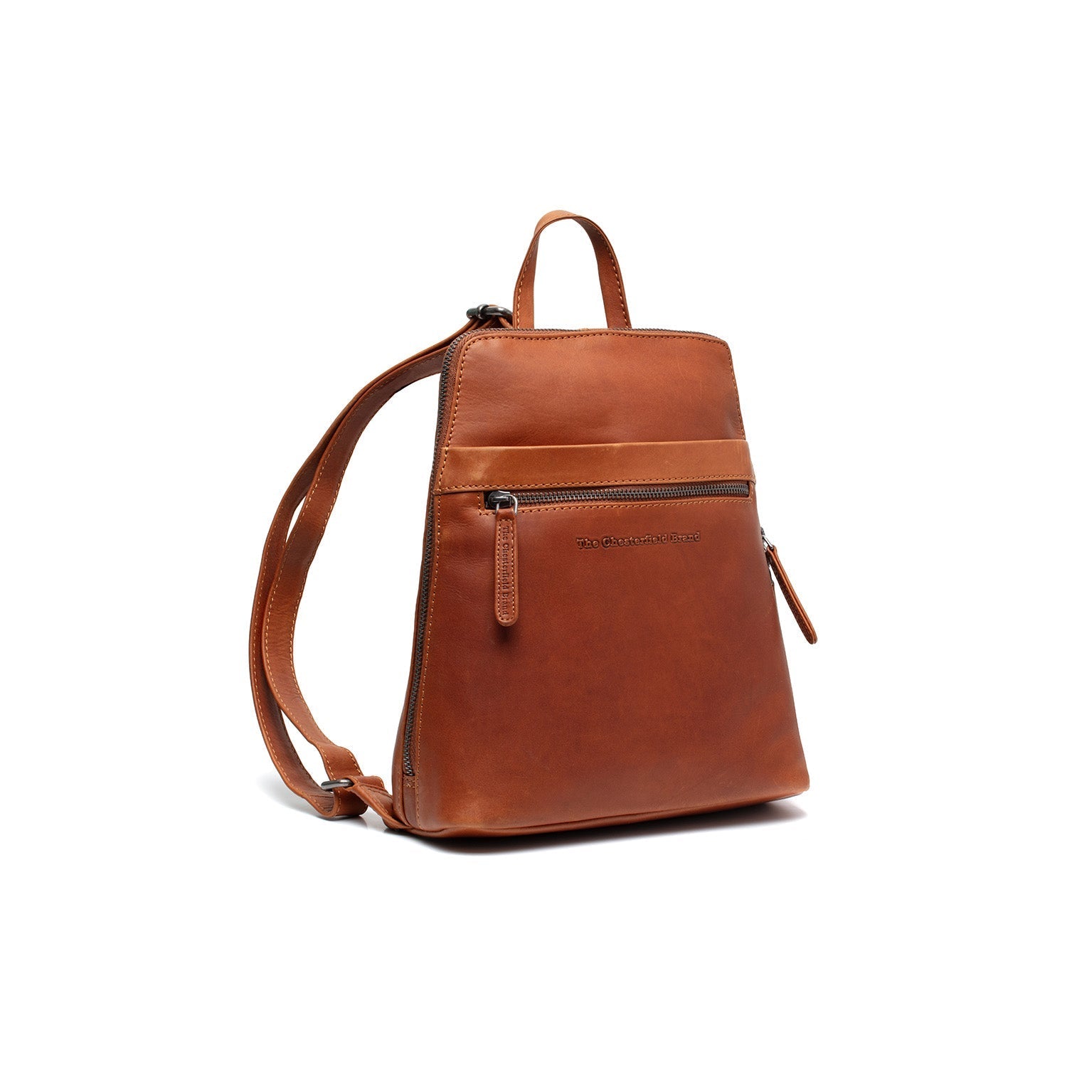 Cognac Leather Backpack Linford, front view