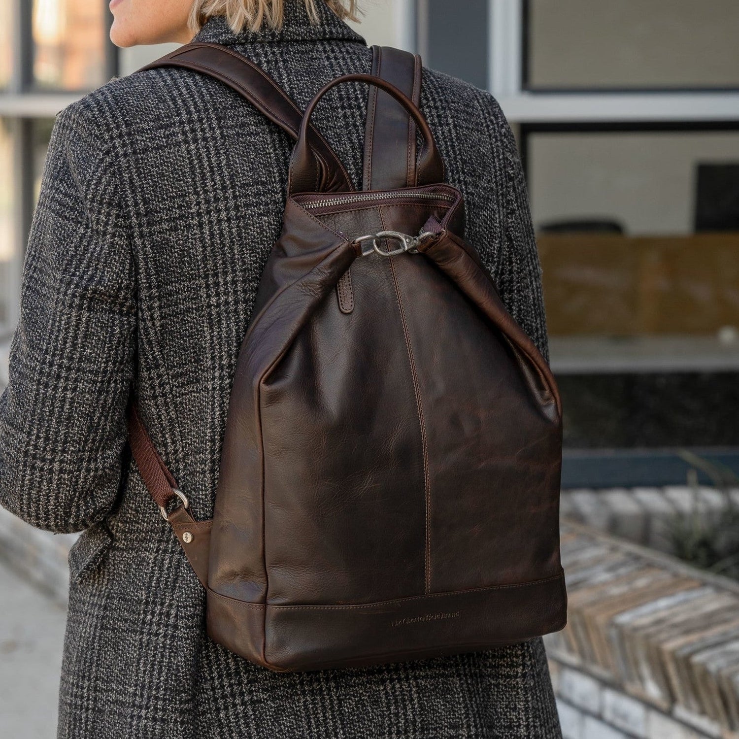 Brown Leather Backpack Manchester, product view 2