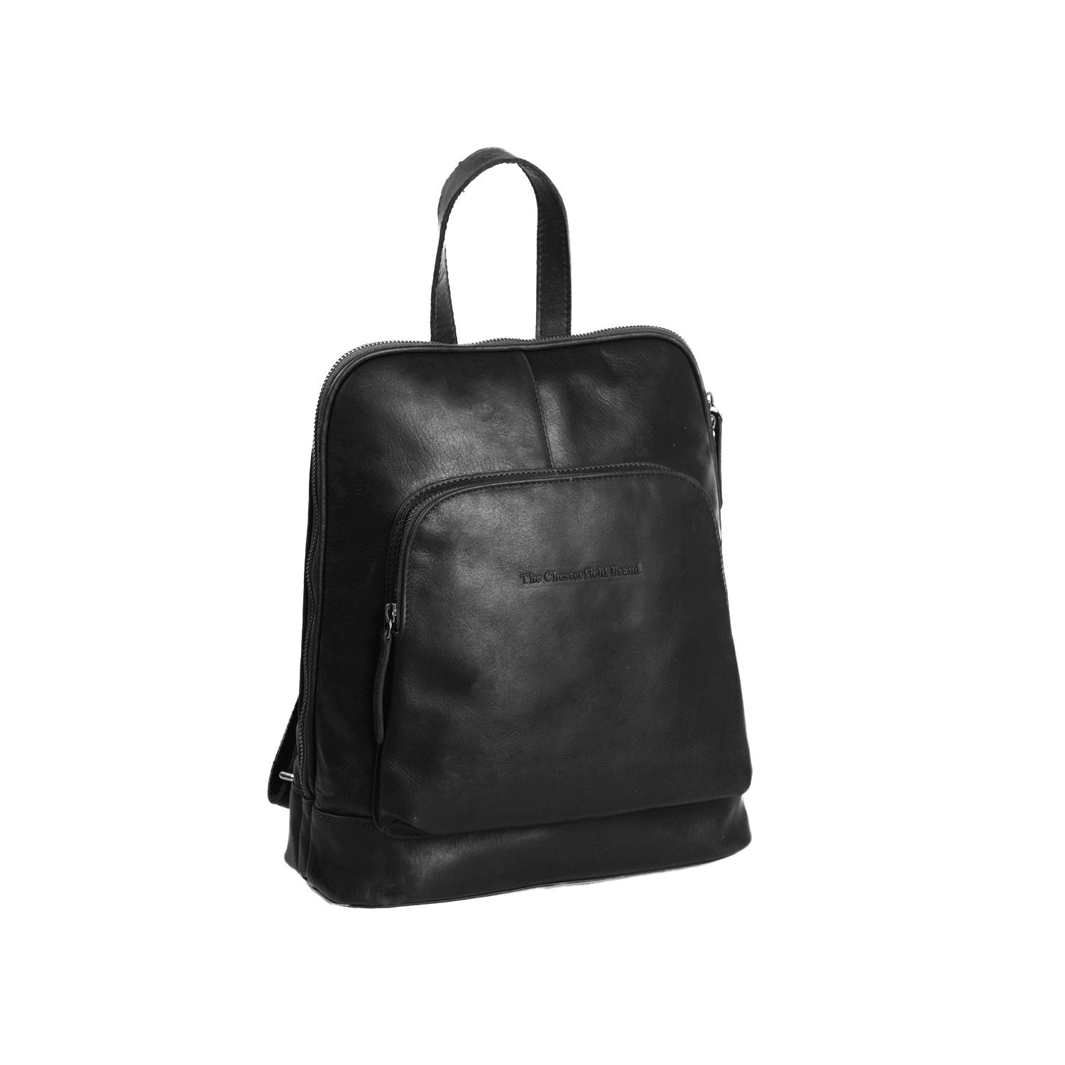 Black Leather Backpack Naomi, front view