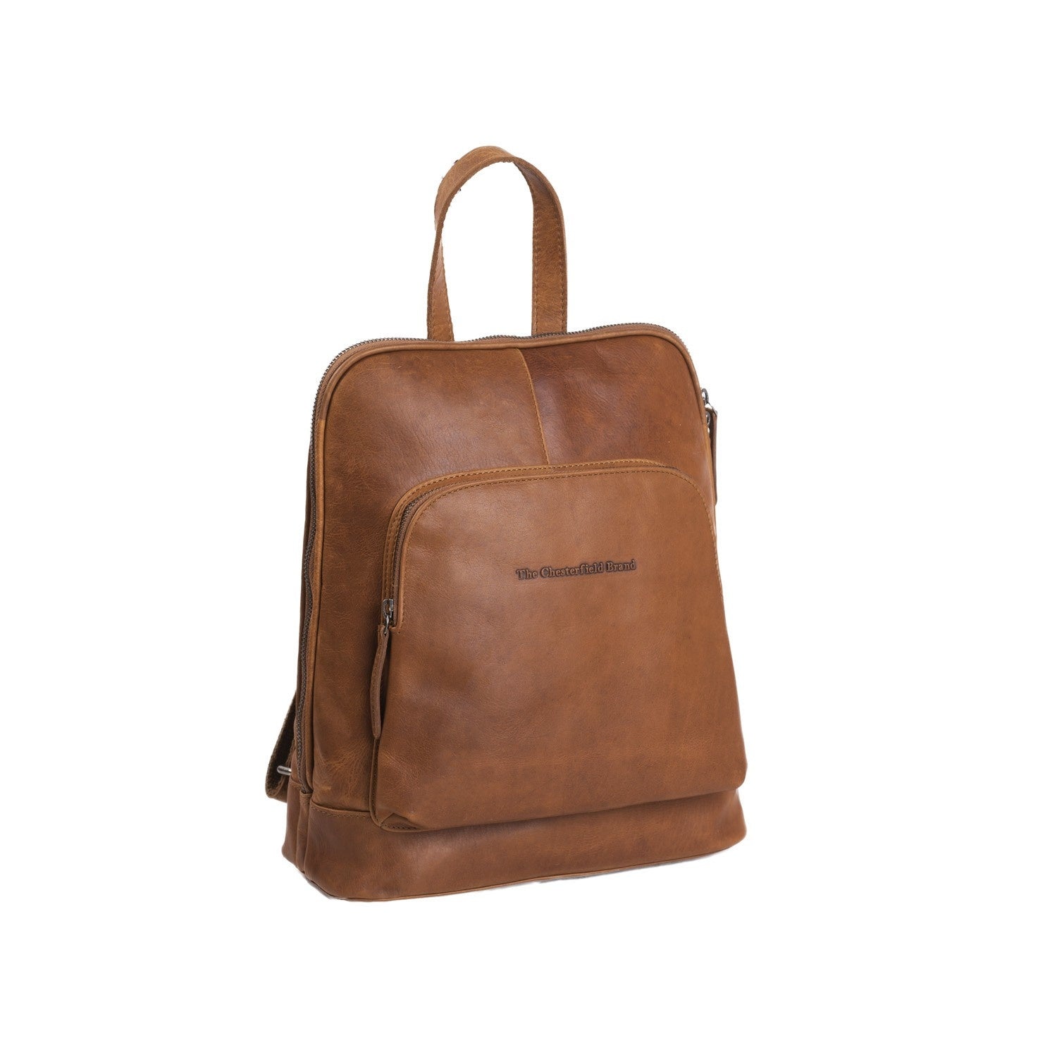 Cognac Leather Backpack Naomi, front view