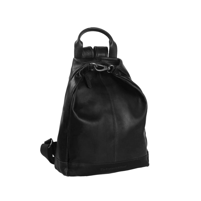 Black Leather Backpack Saar, front view