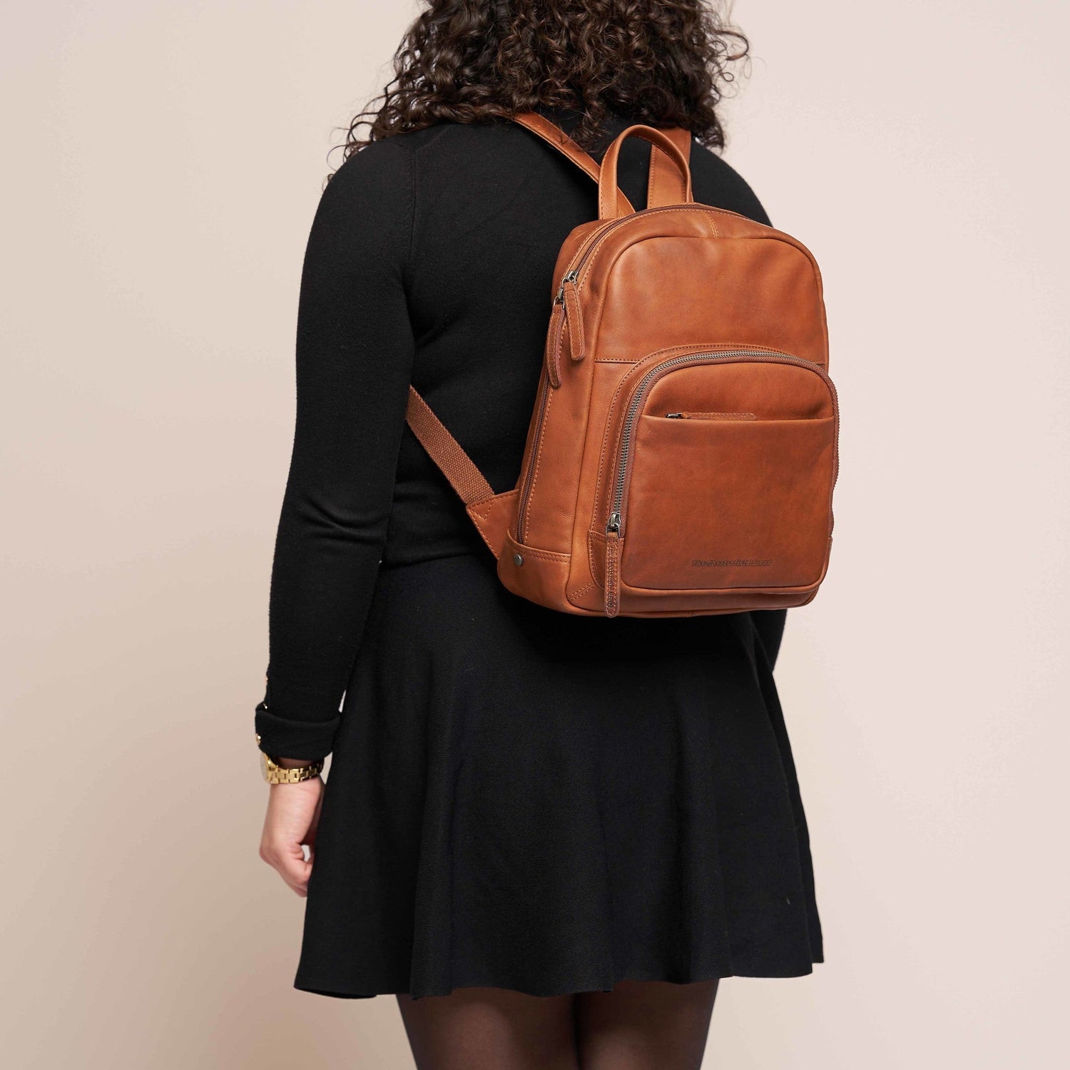 Cognac Leather Backpack Santana, detail view 1