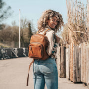 Cognac Leather Backpack Santana, product view 3