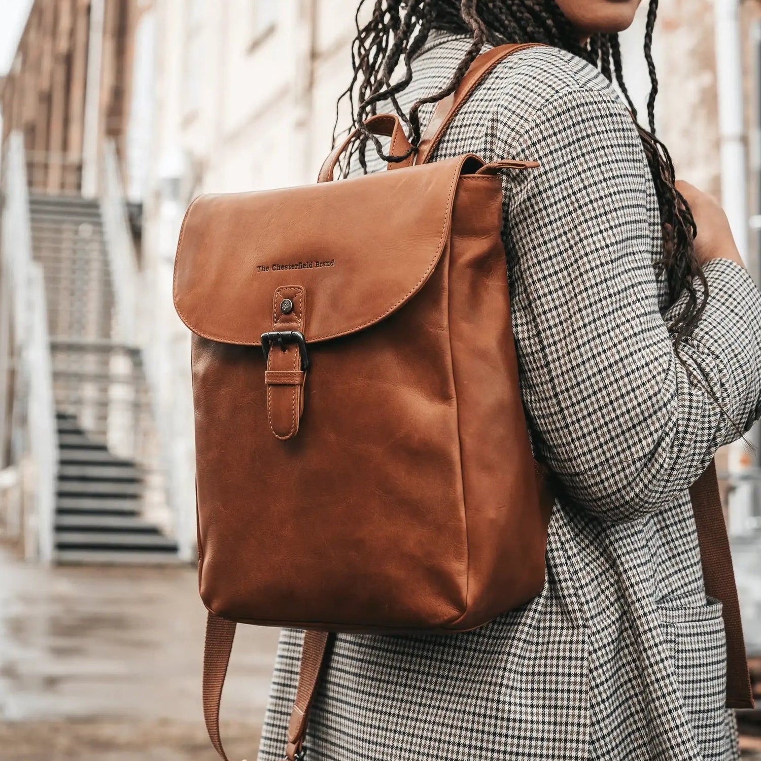Cognac Leather Backpack Vermont, product view 2