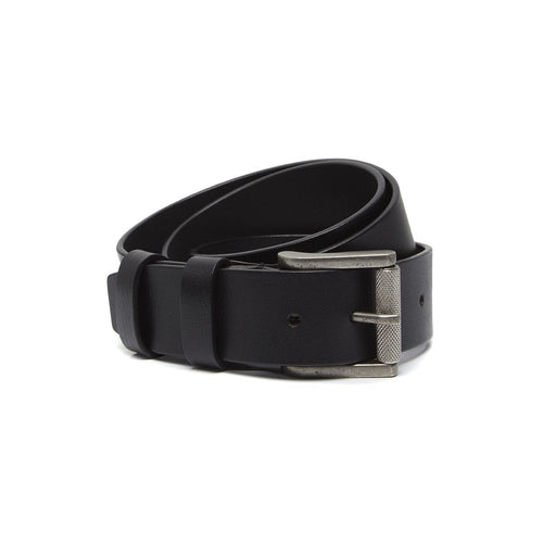 Black Leather Belt Aayden, front view